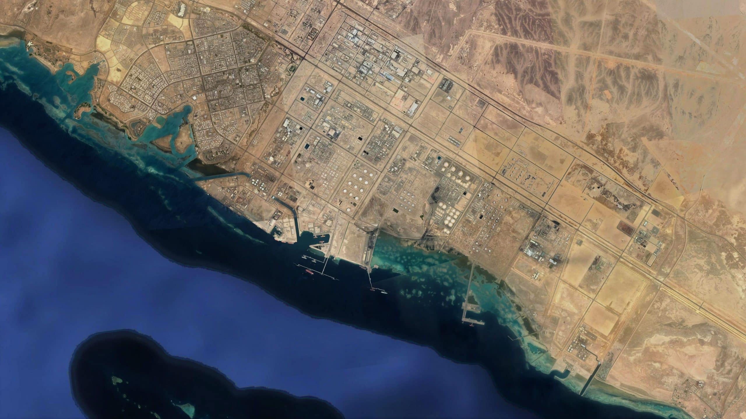 Arial photo of Yanbu, Saudi Arabia